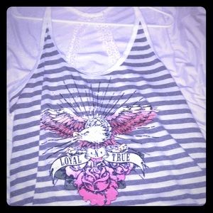 SOLD!Grey and white striped Tank top